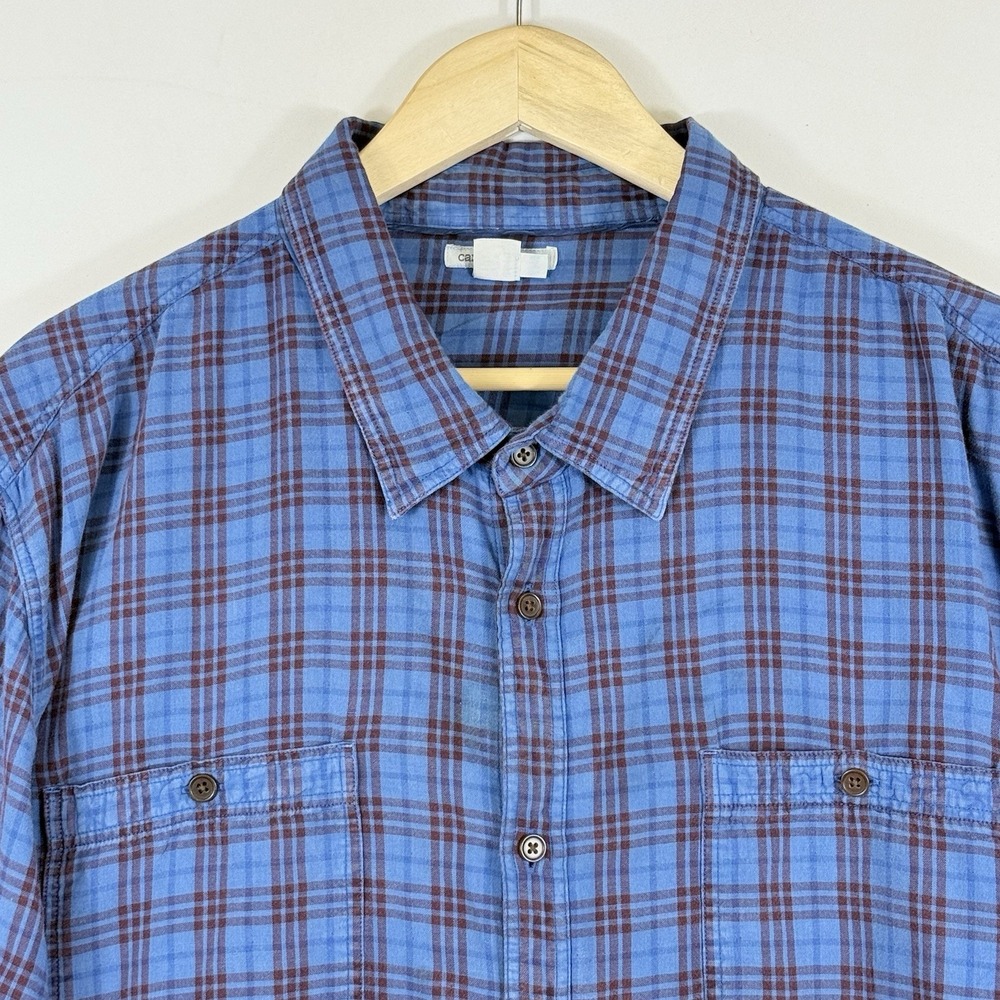 Carbon 2 Cobalt Mens XL Shirt Blue Plaid Soft Brushed Long Sleeve Preppy Casual‎